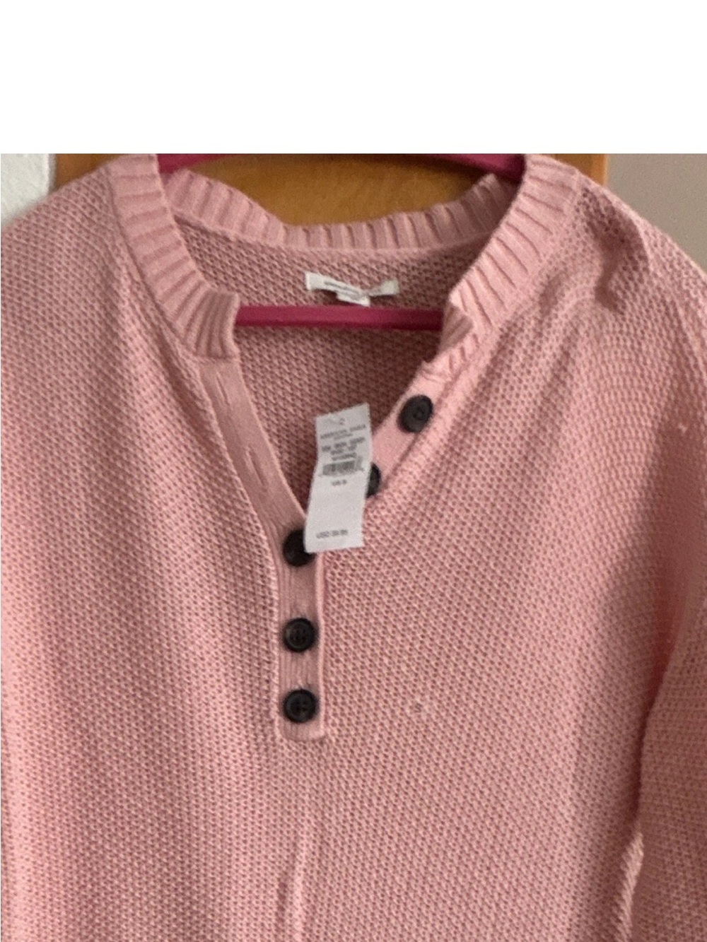 American Eagle Outfitters Light Pink Button Henley Sweater